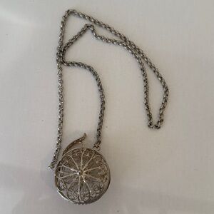 Silver Filigree Locket Necklace